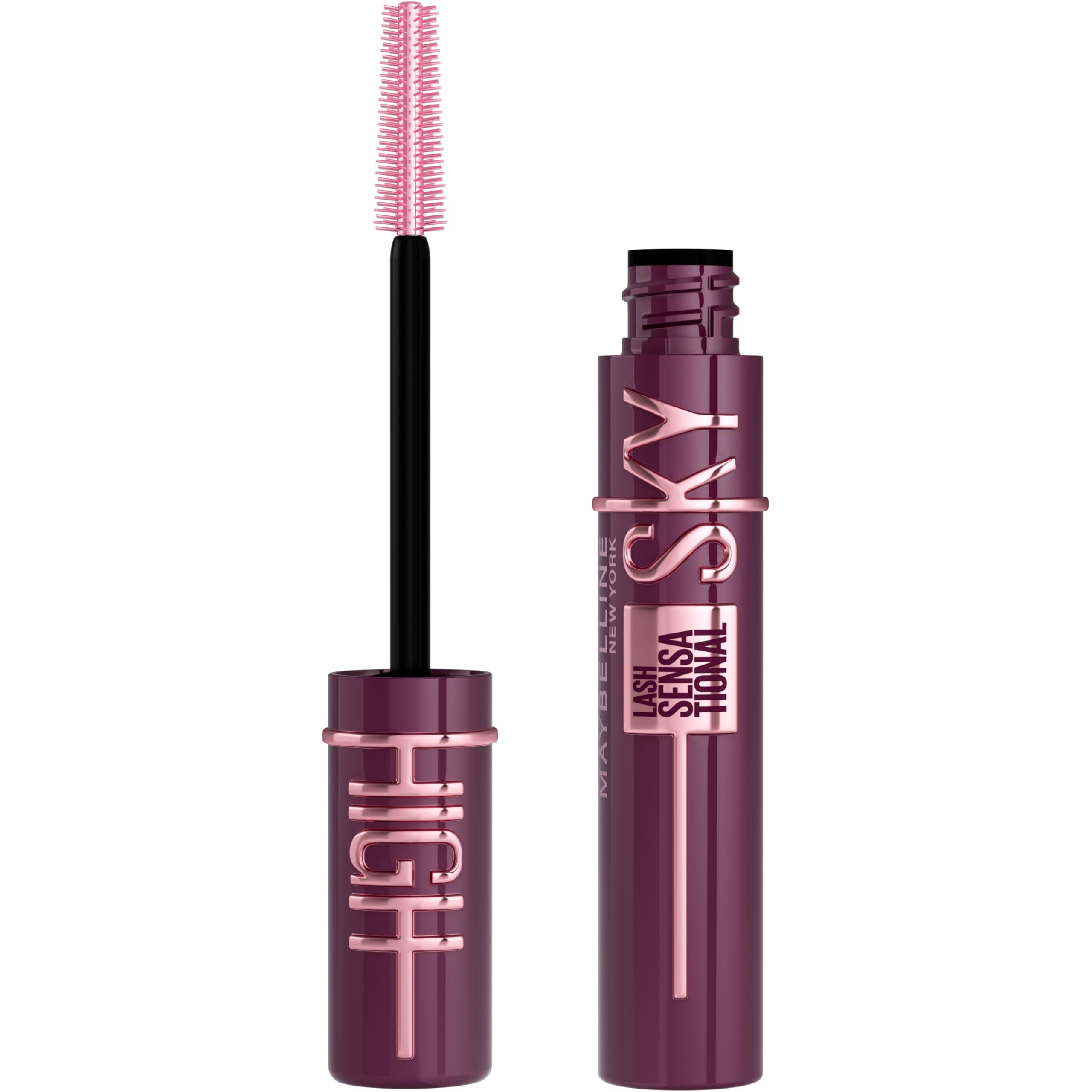 Maybelline Lash Sensational Sky High Mascara - Volumizing, Lengthening & Defining for Dramatic Lashes | Washable Formula in Burgundy Haze (1 Count) | Perfect for Date Night & Special Occasions