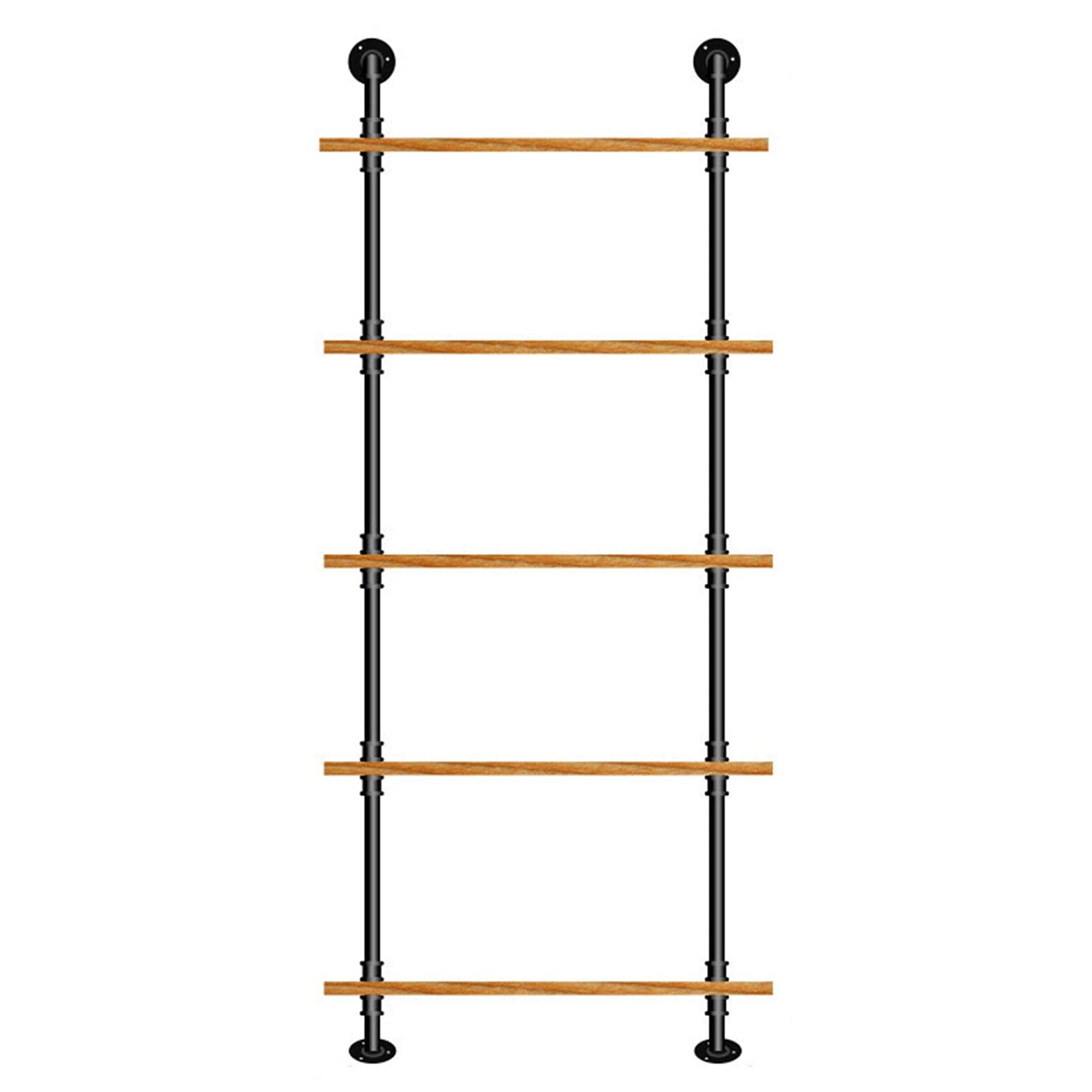 Industrial Pipe Shelves - Rustic Wall Mounted DIY Floating Shelf for Living Room, Bedroom, Office Storage | 5-Tier Bookshelf & Display Shelf for Home Decor & Organization