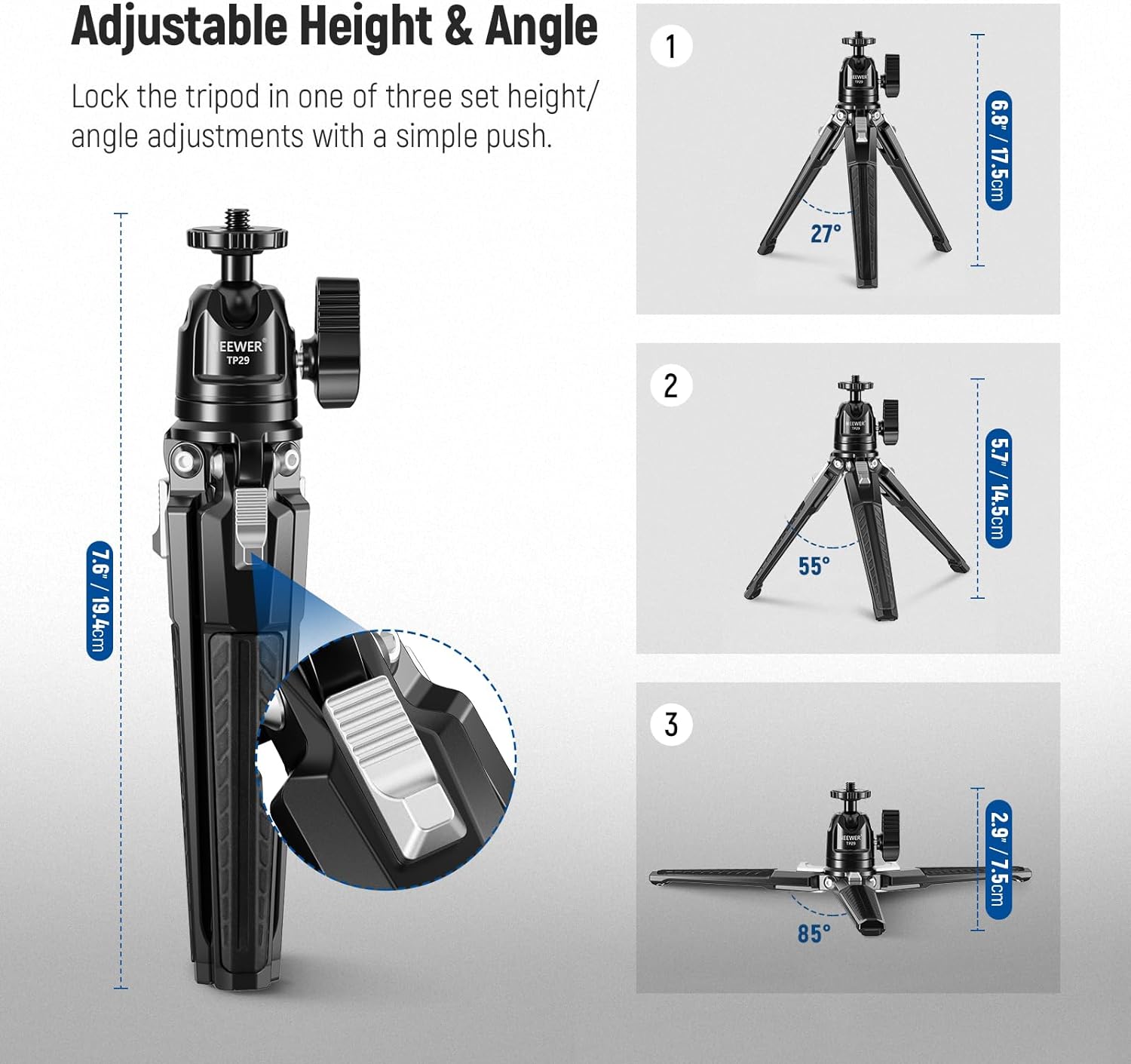NEEWER TP29 Compact Metal Mini Tripod Stand for DSLR Camera, Smartphone, Webcam - Perfect for Vlogging, Live Streaming, Photography & Video Shooting