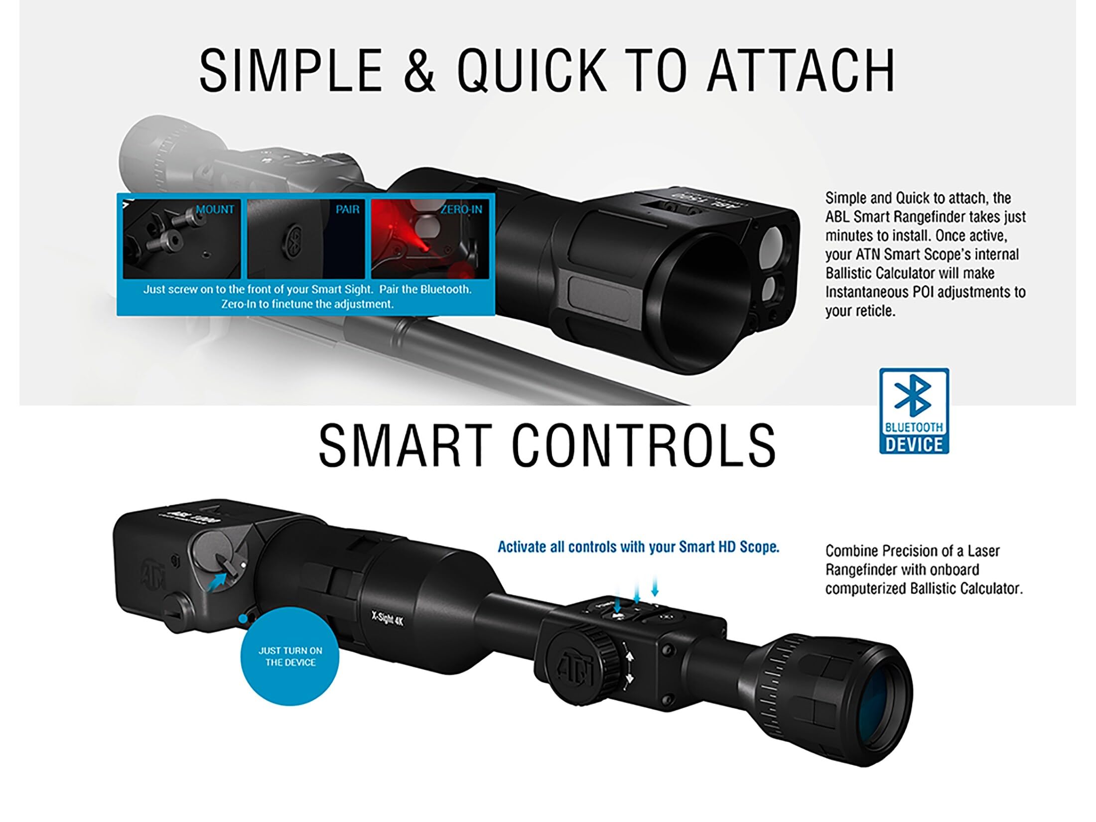 ATN Smart Laser Rangefinder with Bluetooth - Ballistic Calculator for Hunting & Shooting | Long Range Distance Measurement for Outdoor Sports & Tactical Use