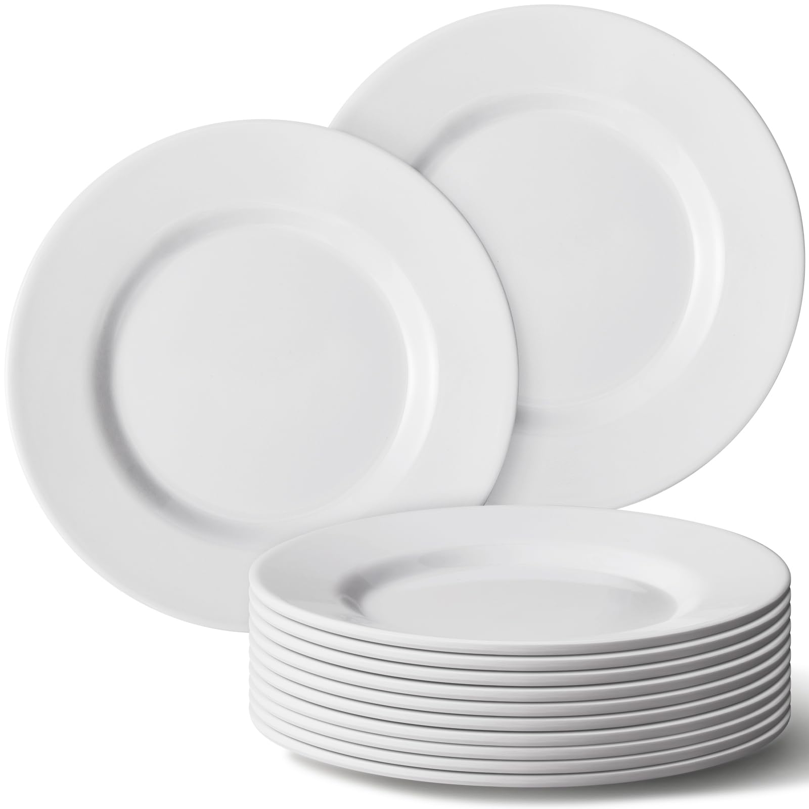 12-Pack White Dessert Plates & Salad Dishes Set - 7 Inch Round Small Dinner Plates for Snacks, Appetizers, Parties, and Everyday Dining