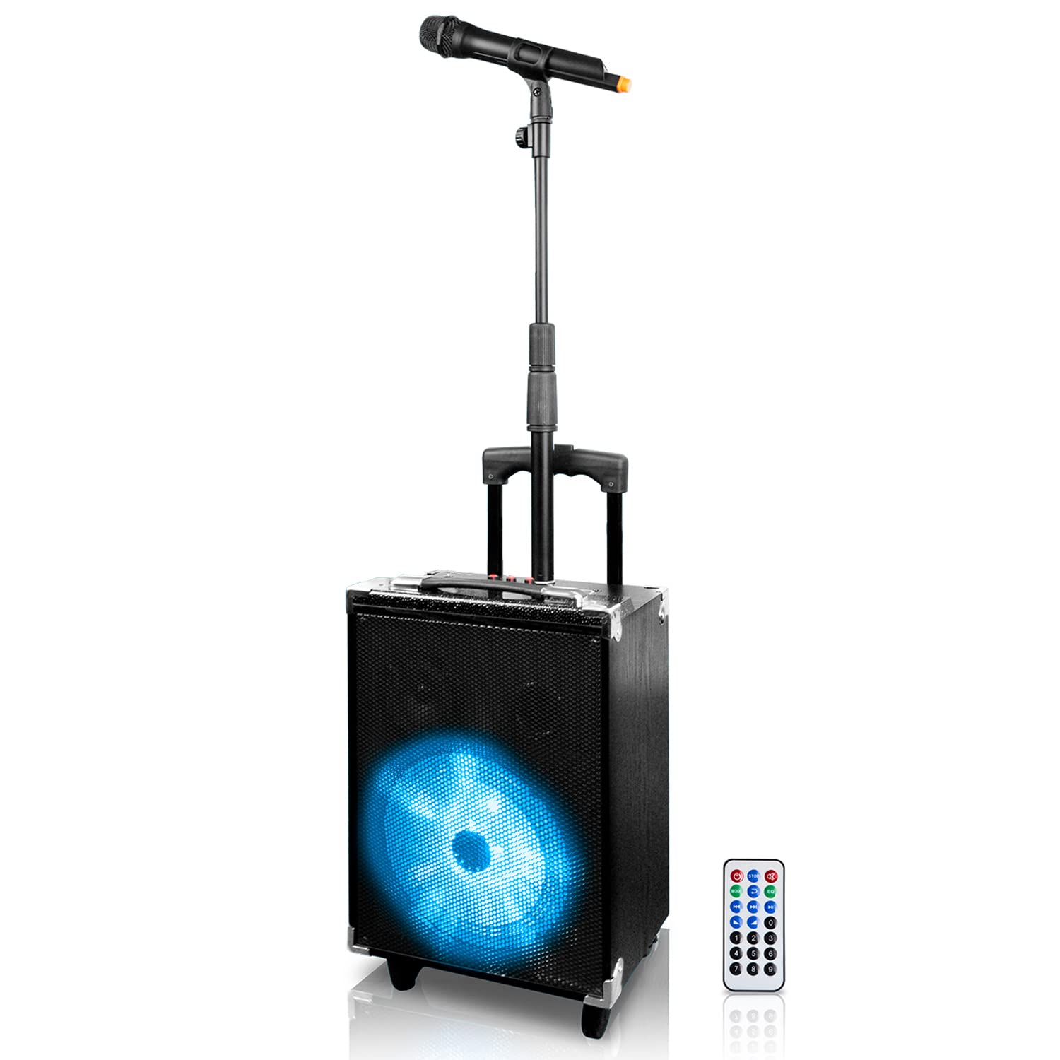 Technical Pro 800W Rechargeable Bluetooth Speaker with Wireless Mic, Retractable Stand, LED Woofer, FM Radio, USB/SD/AUX Inputs - Perfect for Karaoke, Parties, Outdoor Events & Home Entertainment