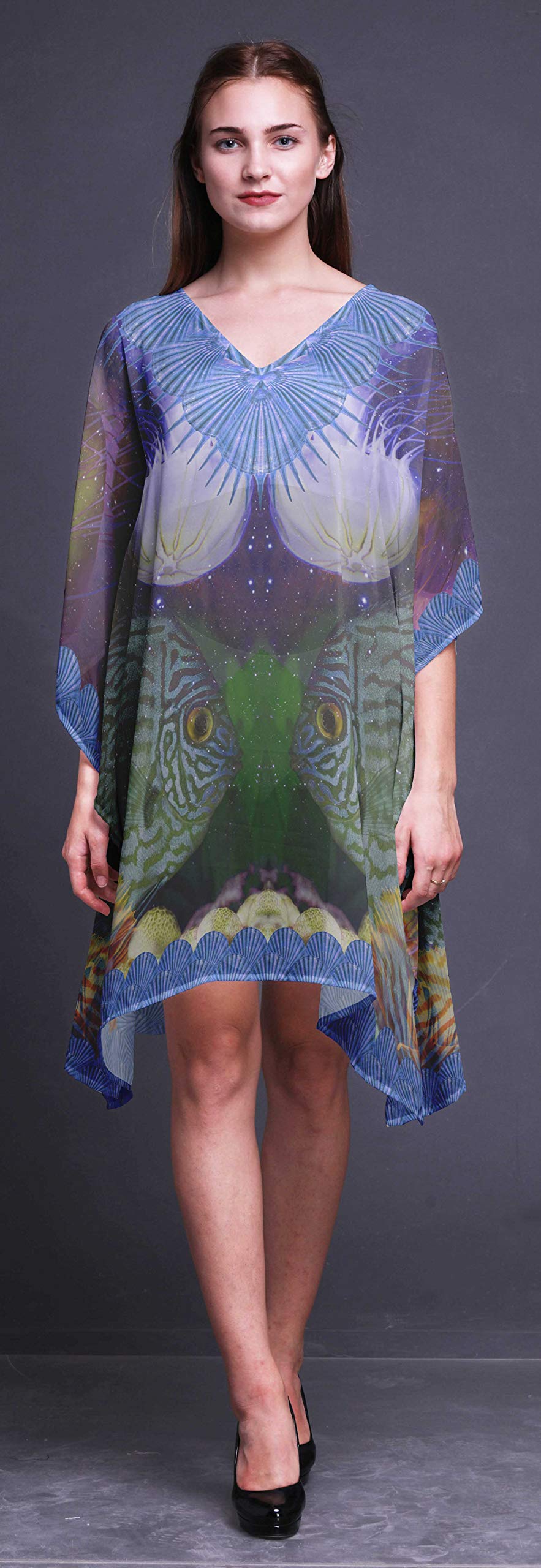 Women's Beach Kaftan Cover Up - Flowy Midi Dress & Bikini Short Caftan for Summer Vacation, Pool Party, and Resort Wear