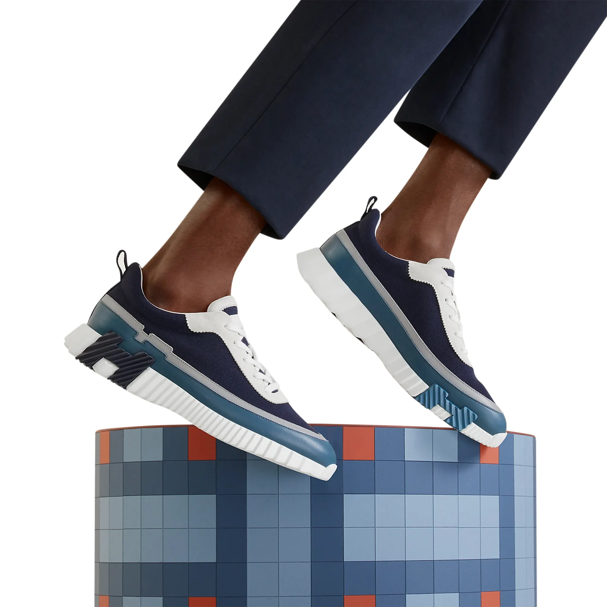 Hermès Paris Bouncing Sneaker - Blue Grey White Luxury Casual Shoes for Men & Women | Perfect for Streetwear, Office & Travel Outfits