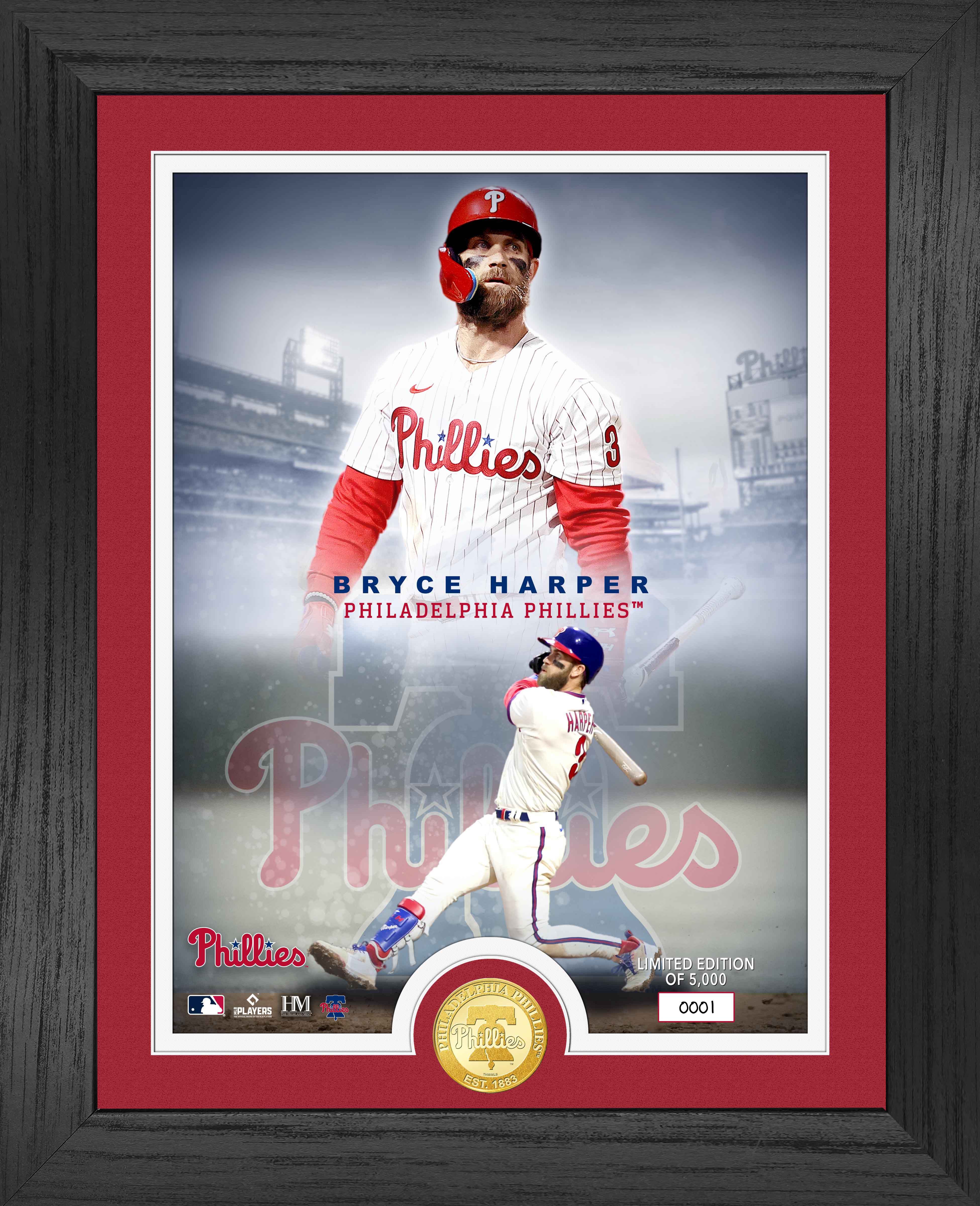 Bryce Harper Philadelphia Phillies Legends Bronze Coin Photo Mint - Limited Edition Collectible for Baseball Fans, Sports Memorabilia, Gift for Phillies Supporters - Perfect for Display, Home Decor, and Sports Enthusiast Collections