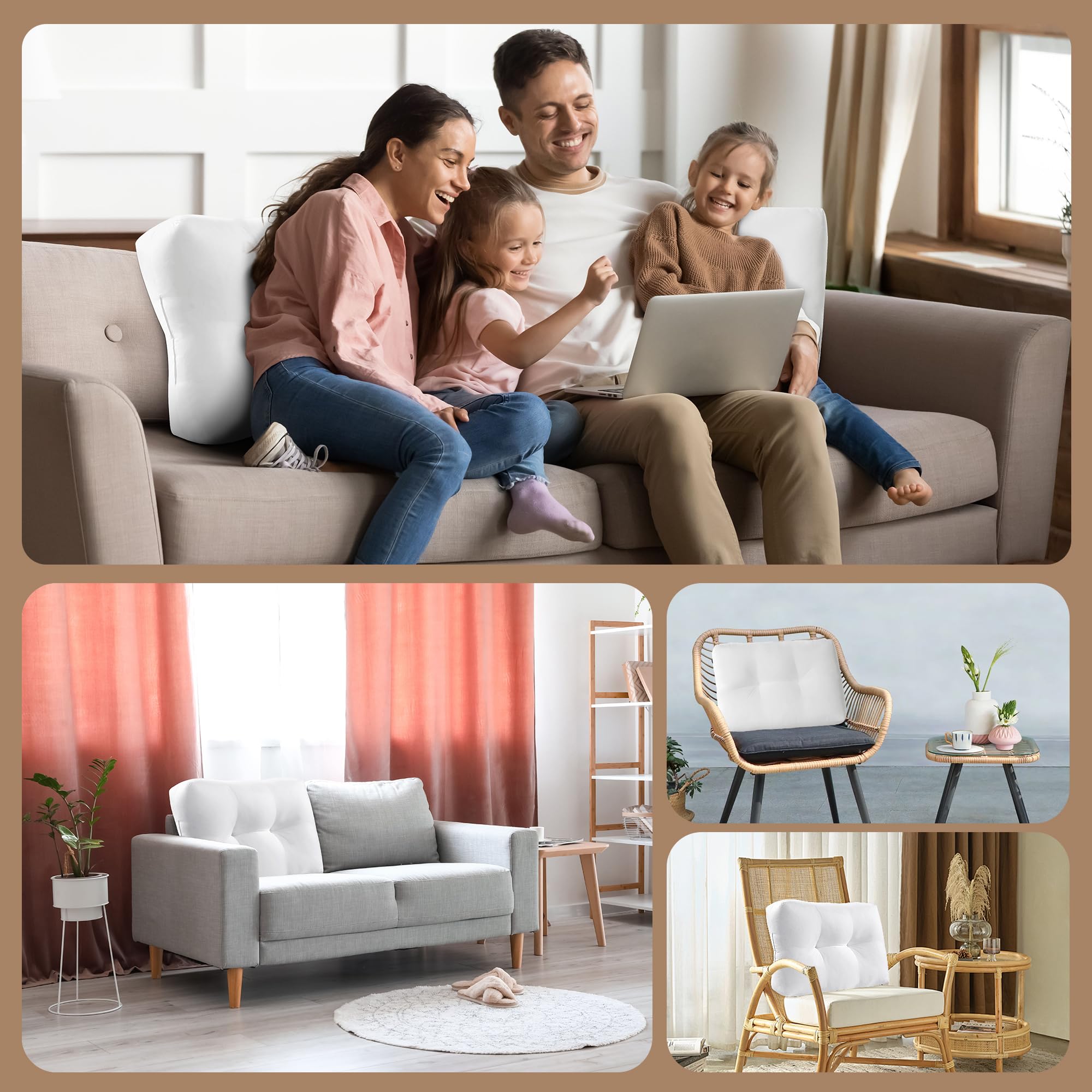 ROYALAY Supportive Lumbar Cushion for Sofa & Couch - 27x18 Inch Quilted Back Pillow with Removable Cover - Perfect for Home, Office & Car Seat Comfort