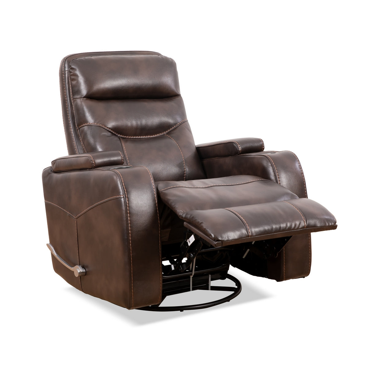 Brown Haven Swivel Recliner Chair - 360 Degree Swivel, Power Lift, Padded Armrests & Lumbar Support - Perfect for Living Room, Home Theater & Office Comfort