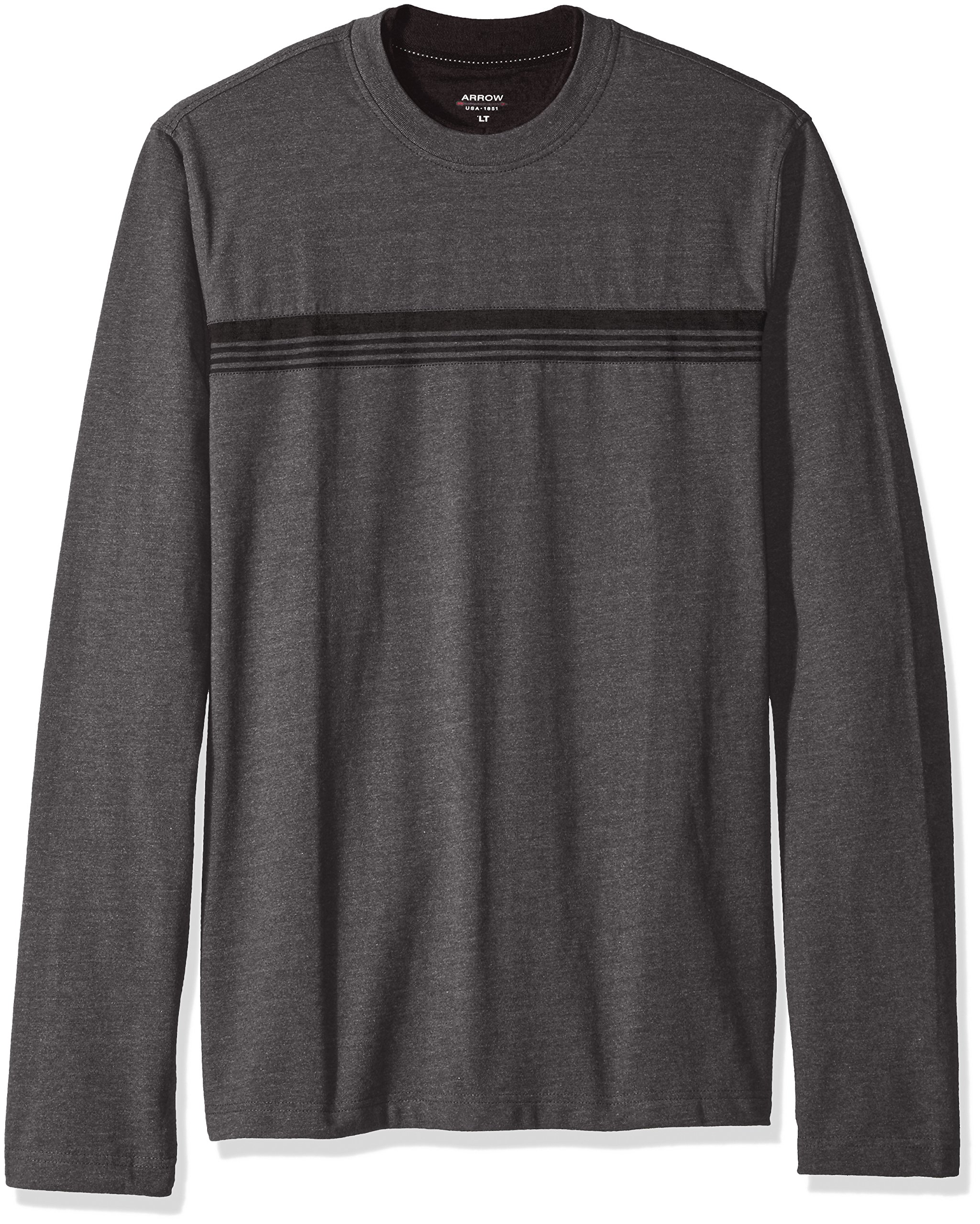 Arrow Men's Big & Tall Long Sleeve Striped Crew Neck T-Shirt - Comfortable Casual Wear for Work & Everyday Outfits