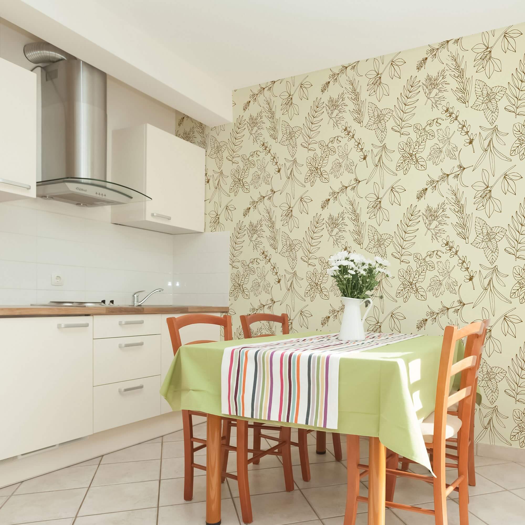 Beige and Blue Tile Pattern Peel and Stick Removable Wallpaper - Self-Adhesive Wall Decor for Kitchen Backsplash, Bathroom, and Accent Walls