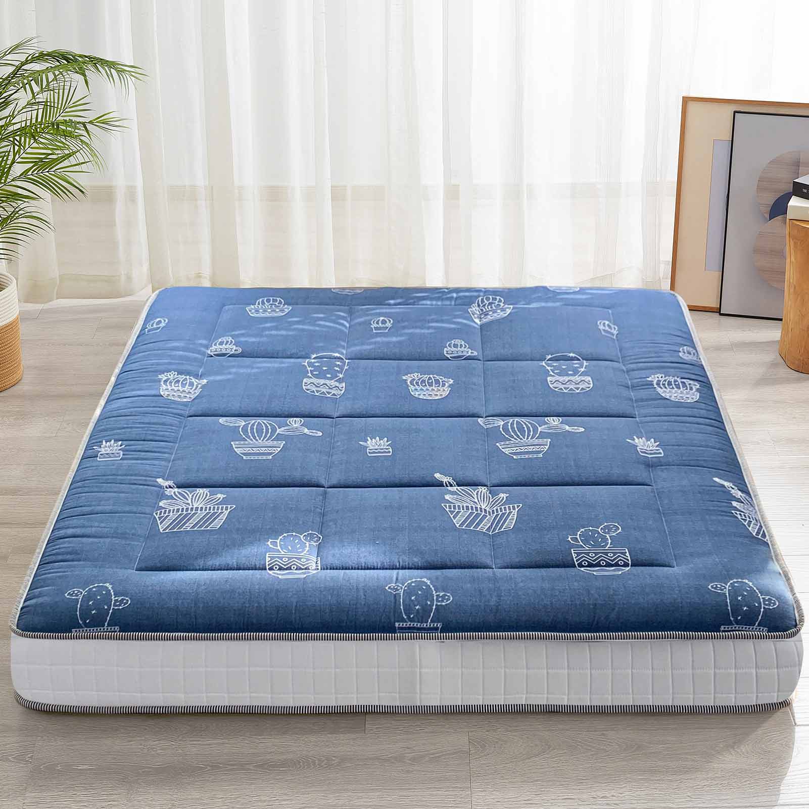 MAXYOYO 6-Inch Extra Thick Futon Mattress - Foldable Floor Mattress with Cactus Design for Adults & Guests | Perfect for Camping, Sleepovers & Small Space Living