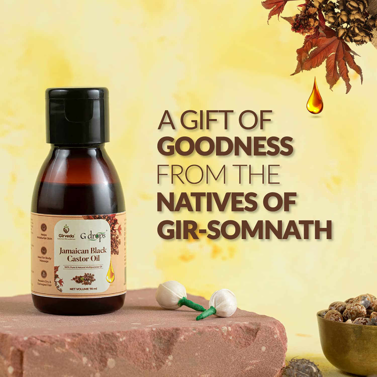G Drops Jamaican Black Castor Oil for Hair Growth & Scalp Care - 70ml Natural Hair Treatment for Thicker, Stronger Hair - Perfect for Daily Use, Hair Masks & Styling