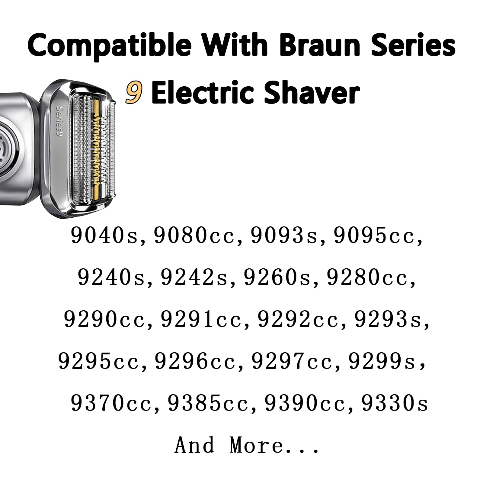 Braun Series 9 Replacement Shaver Head - Compatible with 9290cc, 9291cc, 9293s, 9370cc, 9385cc, 9390cc & 9330s Electric Razors - RuiXin 92B Electric Shaver Blade Accessories - Perfect for Home, Travel & Daily Grooming