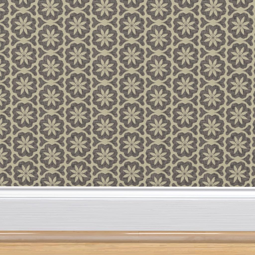Commercial Grade Wallpaper 27ft x 2ft - Black Brown Boho Floral Traditional Design for Living Room, Bedroom & Office Decoration | Peel & Stick Removable Wallpaper