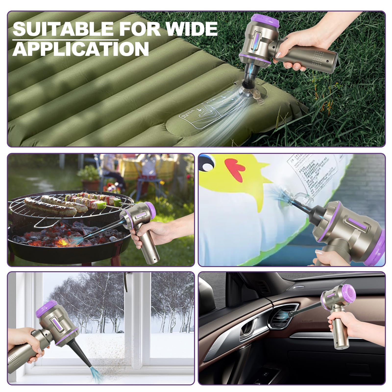 PeroBuno 200,000RPM Electric Air Duster for PC Cleaning - 2-in-1 Compressed Air Blower & Mini Vacuum with Brushless Motor, 3 Speed Settings, 35 Min Runtime, Rechargeable Battery - Perfect for Keyboard, Electronics, Camera Lens & Home Office Cleaning
