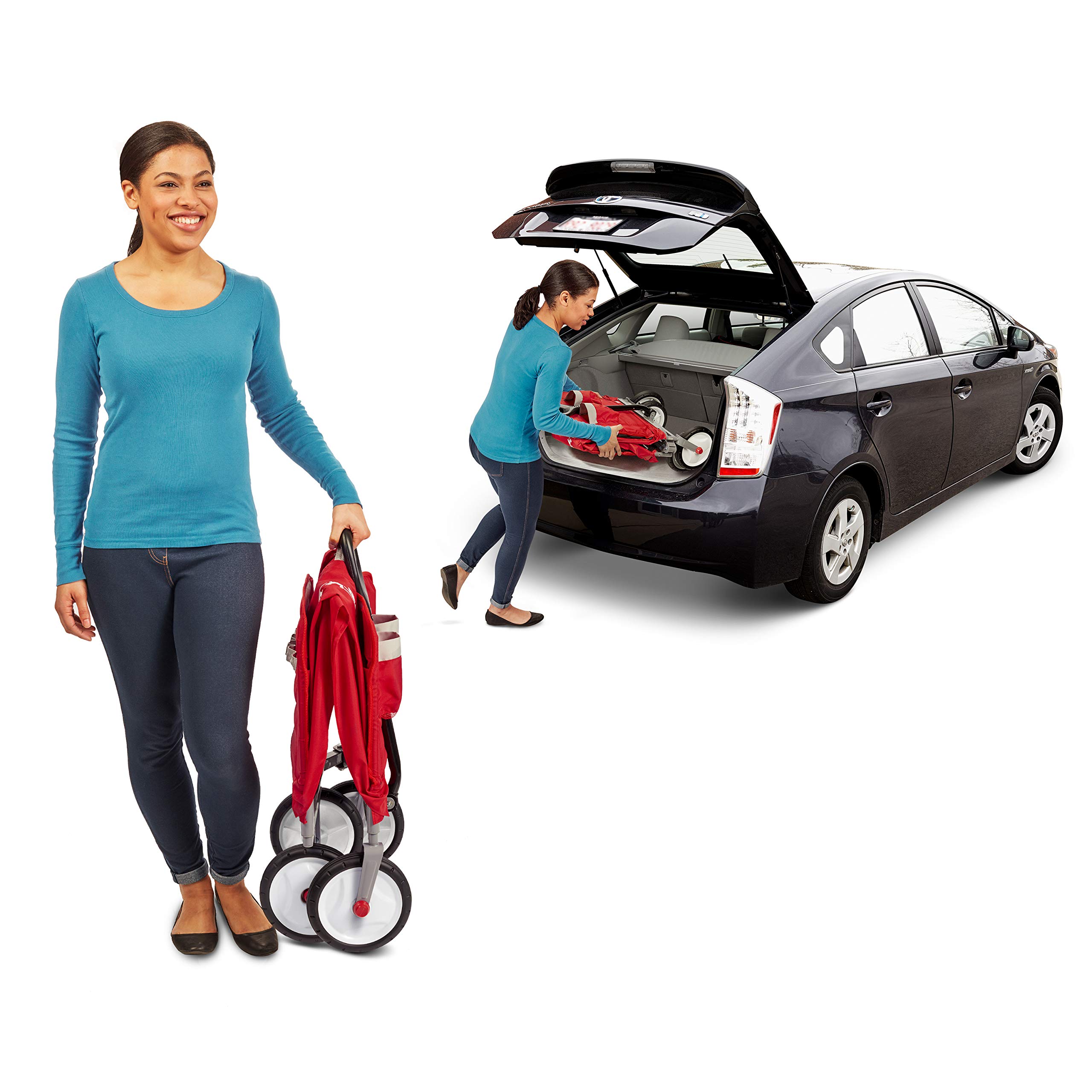 Radio Flyer 3-in-1 EZ Fold Wagon - Red Collapsible Wagon for Kids, Cargo & Garden | Foldable Utility Wagon for Outdoor, Beach, Camping & Grocery Shopping