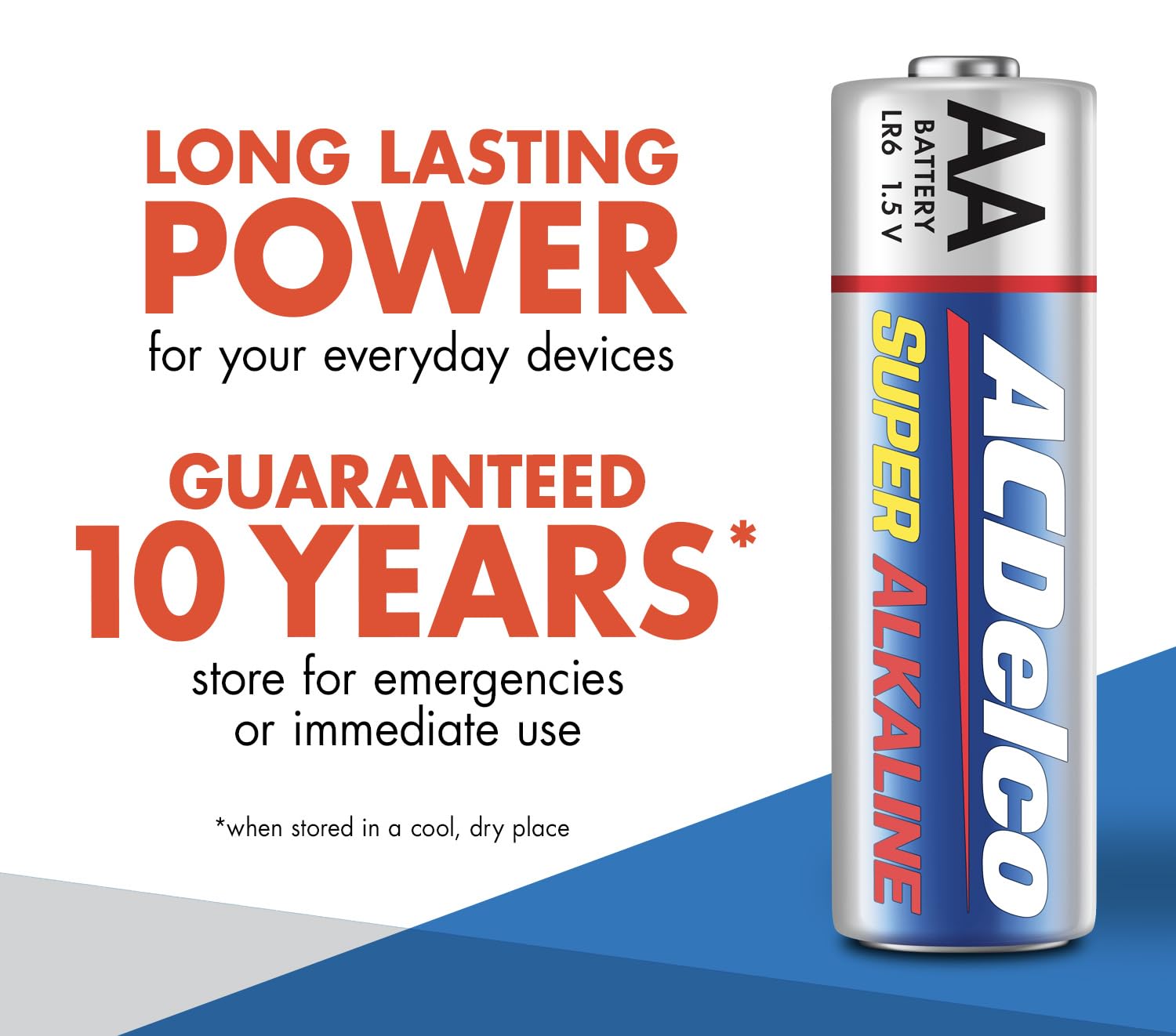 ACDelco 48-Pack AA Super Alkaline Batteries - 10 Year Shelf Life, Maximum Power, Resealable Packaging - Ideal for Toys, Flashlights, Remote Controls & Emergency Kits