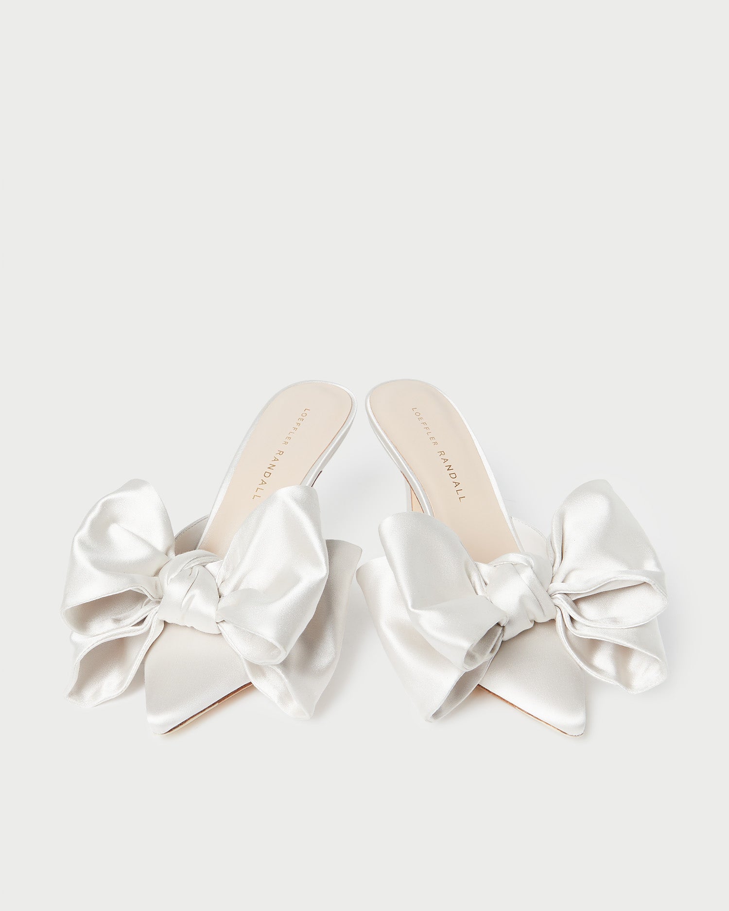 Margot Cream Satin Bow Mule - Women's Elegant House Slippers for Home, Bridal Shower & Special Occasions
