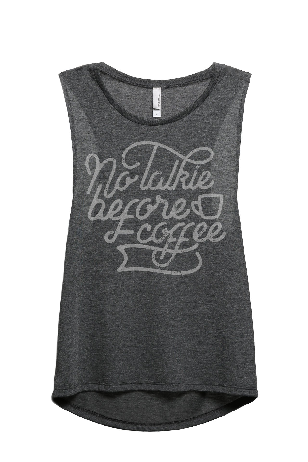 No Talkie Before Coffee Women's Sleeveless Muscle Tank Top - Gym Workout & Casual Summer Outfit