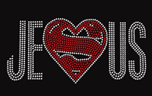 Super Jesus Religious Rhinestone Iron-On T-Shirt Transfer for DIY Christian Apparel - Perfect for Church, Bible Study & Faith-Based Events