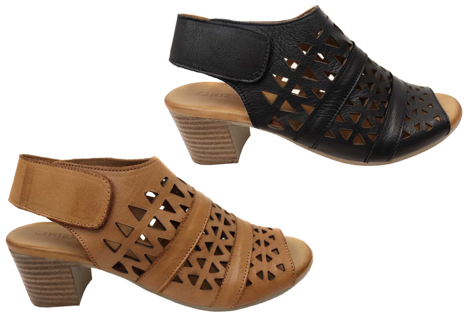 Orizonte Lexy Women's Comfortable European Leather Mid Heel Sandals - Elegant Dress Shoes for Work, Party & Wedding Occasions