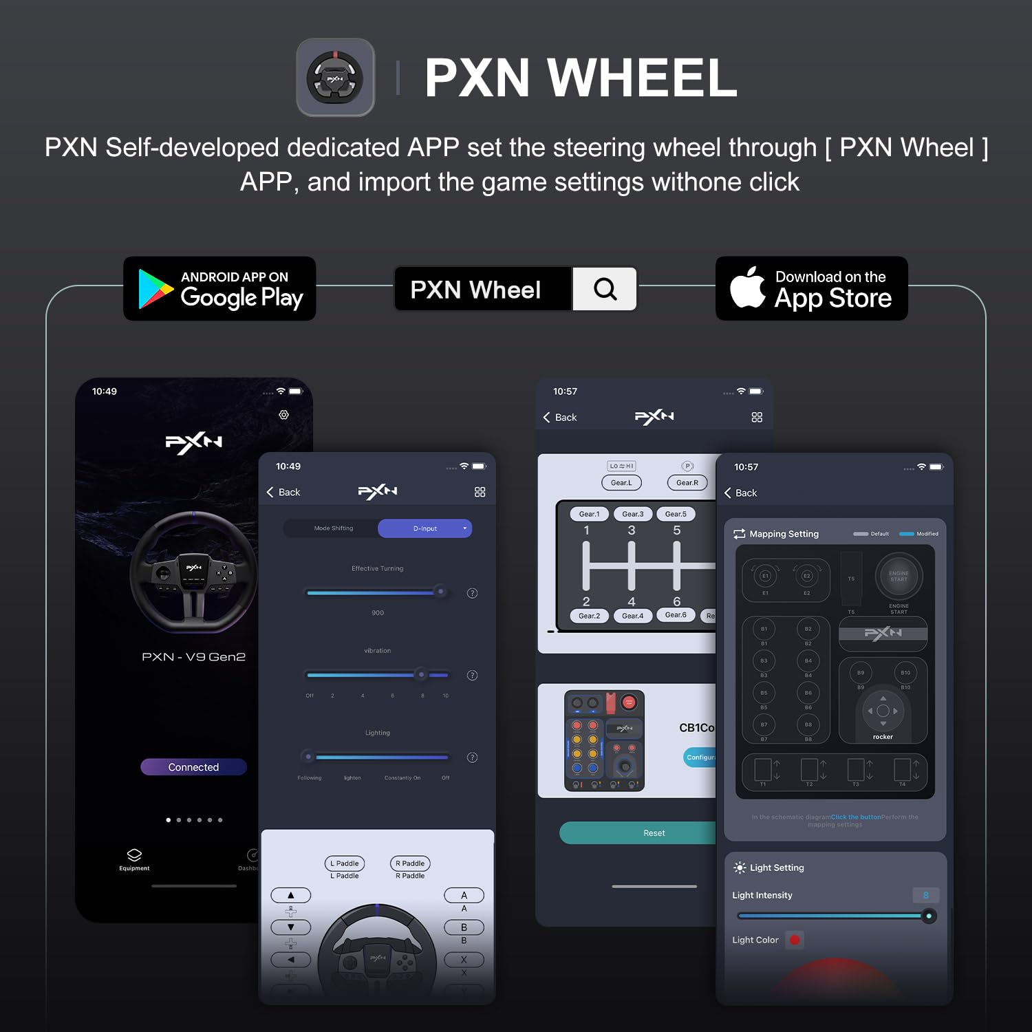 PXN Farm Simulation Controller - CB1 Sim Racing Button Box for PC, Compatible with Logitech & Thrustmaster Wheels, Adjustable Clamp & Spinner Knob, APP Control - Perfect for American Truck Simulator & Farming Simulator Gaming (PC Only) - Enhance Your Racing Experience with Realistic Controls