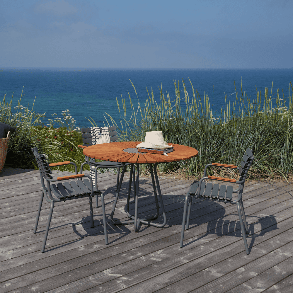 Round Outdoor Dining Table - Weatherproof Patio Furniture for Garden, Backyard, and Poolside Gatherings