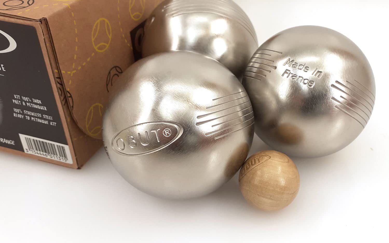 Obut Loisir Stainless Steel LOOP SIDE Petanque Balls Set of 3 - Perfect for Backyard Games, Beach Play & Competitive Boules Matches