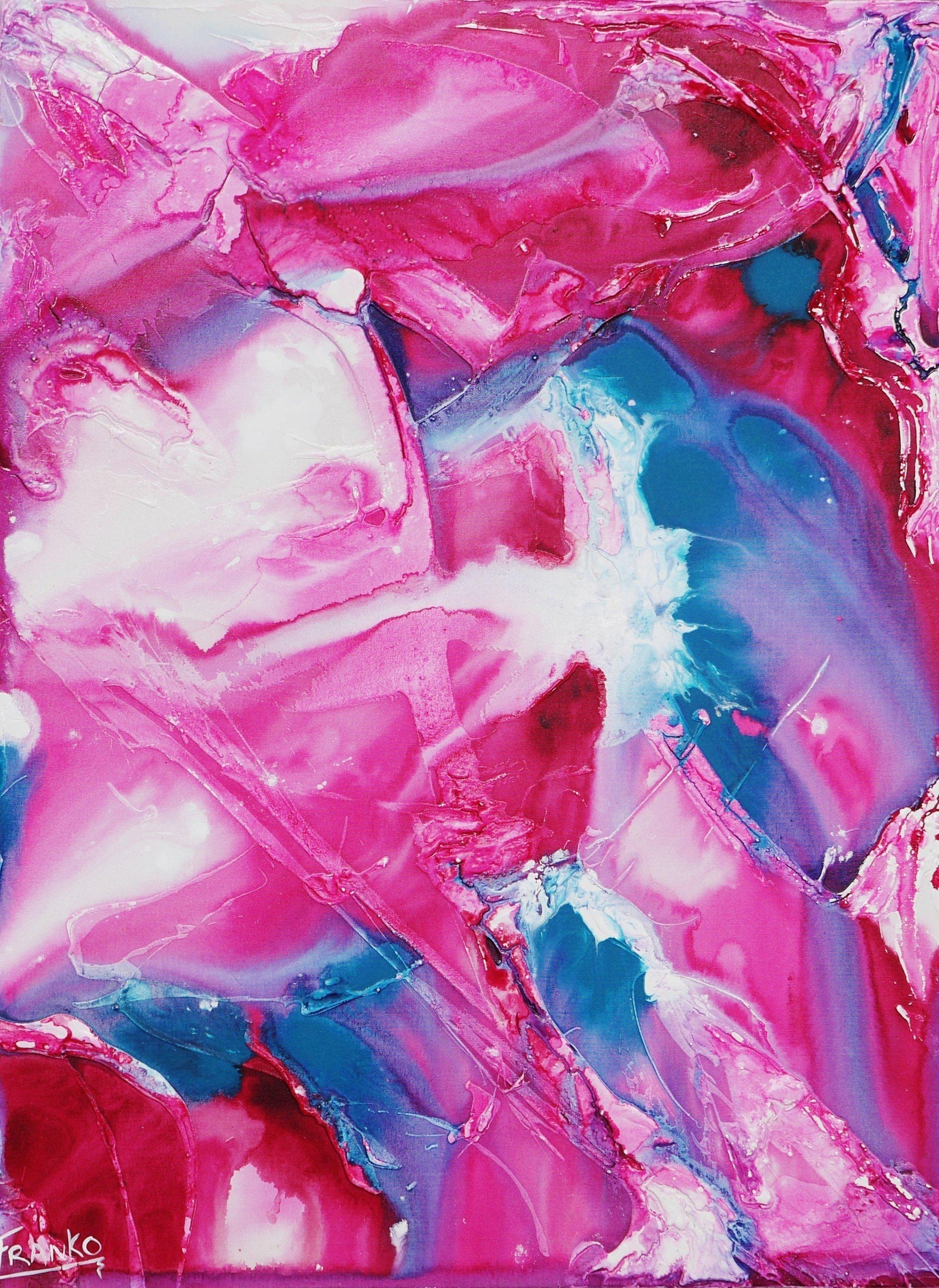 75cm x 100cm Pink Abstract Canvas Painting - Modern Wall Art for Living Room, Bedroom & Office Decor | Smashing Pastels Collection