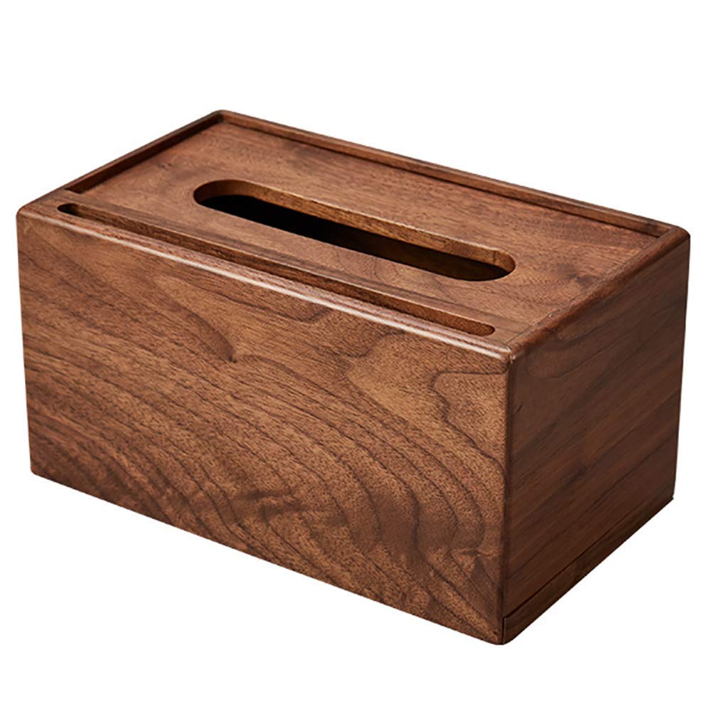 Rustic Brown Torched Wood Tissue Box Cover - Decorative Napkin Holder for Bathroom, Kitchen & Living Room - Country Style Facial Tissue Dispenser with Wooden Finish