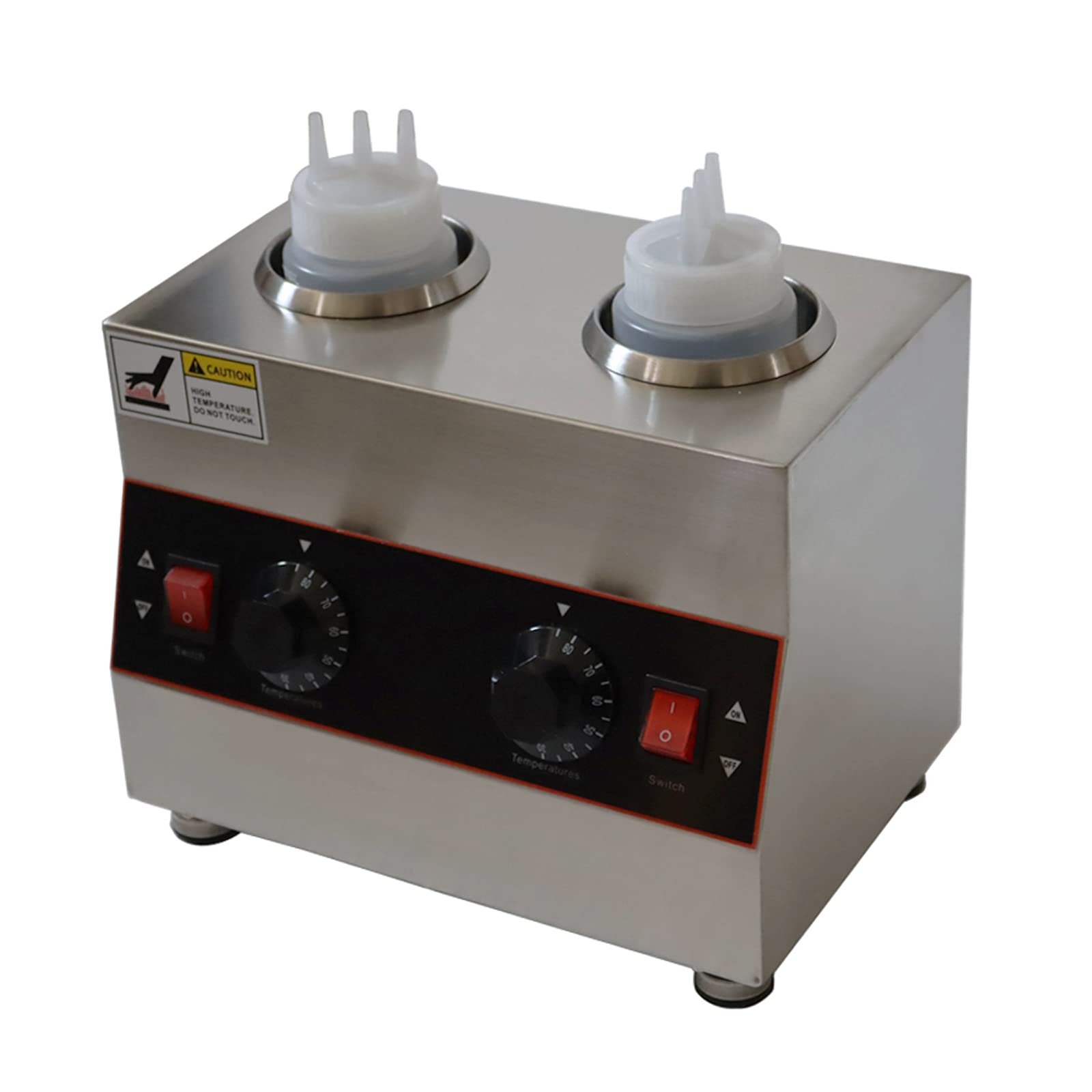 INTSUPERMAI Commercial Electric Sauce Warmer & Dispenser - 650ml Double Bottles, Adjustable Temperature (110V, 320W) - Perfect for Restaurants, Catering & Buffet Serving