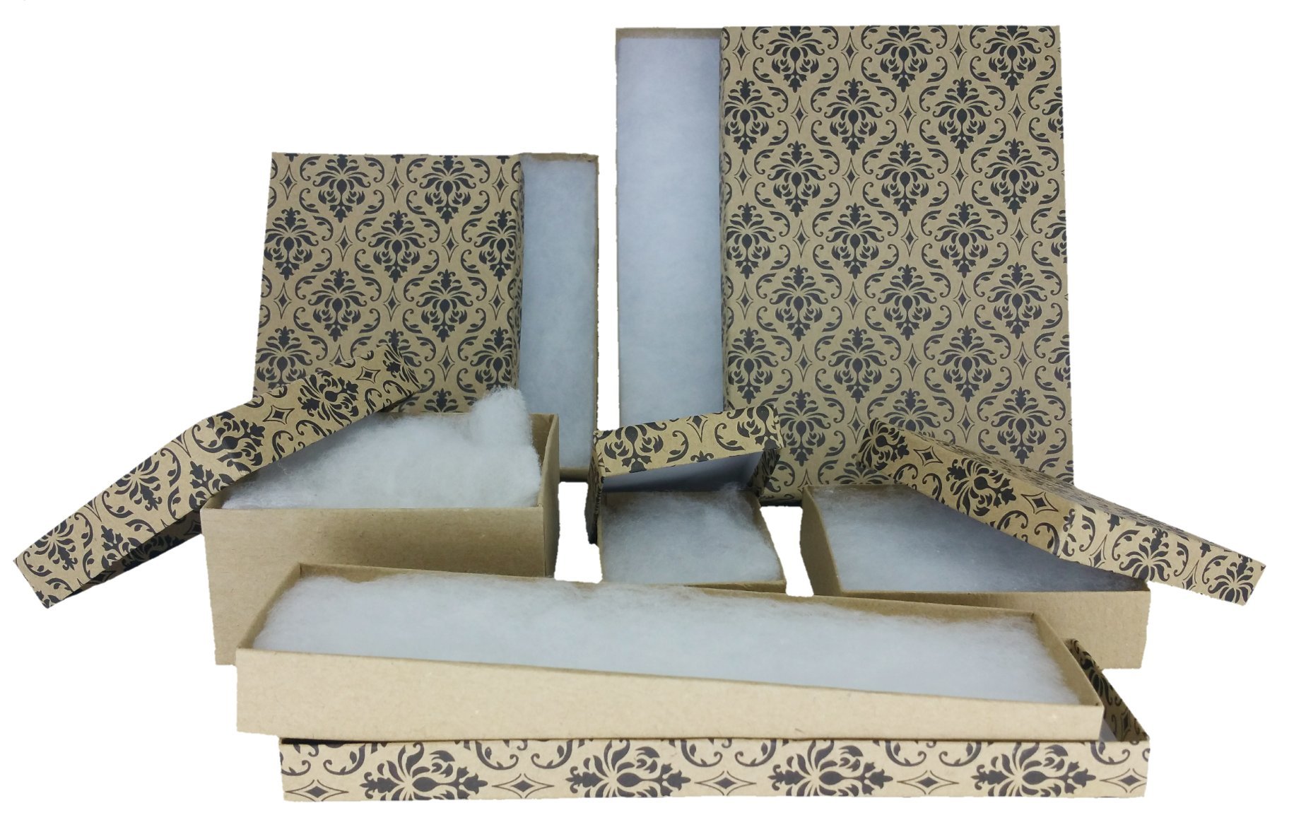 10 Damask Jewelry Boxes 5x4x1 Inch - Gift Packaging for Rings & Earrings