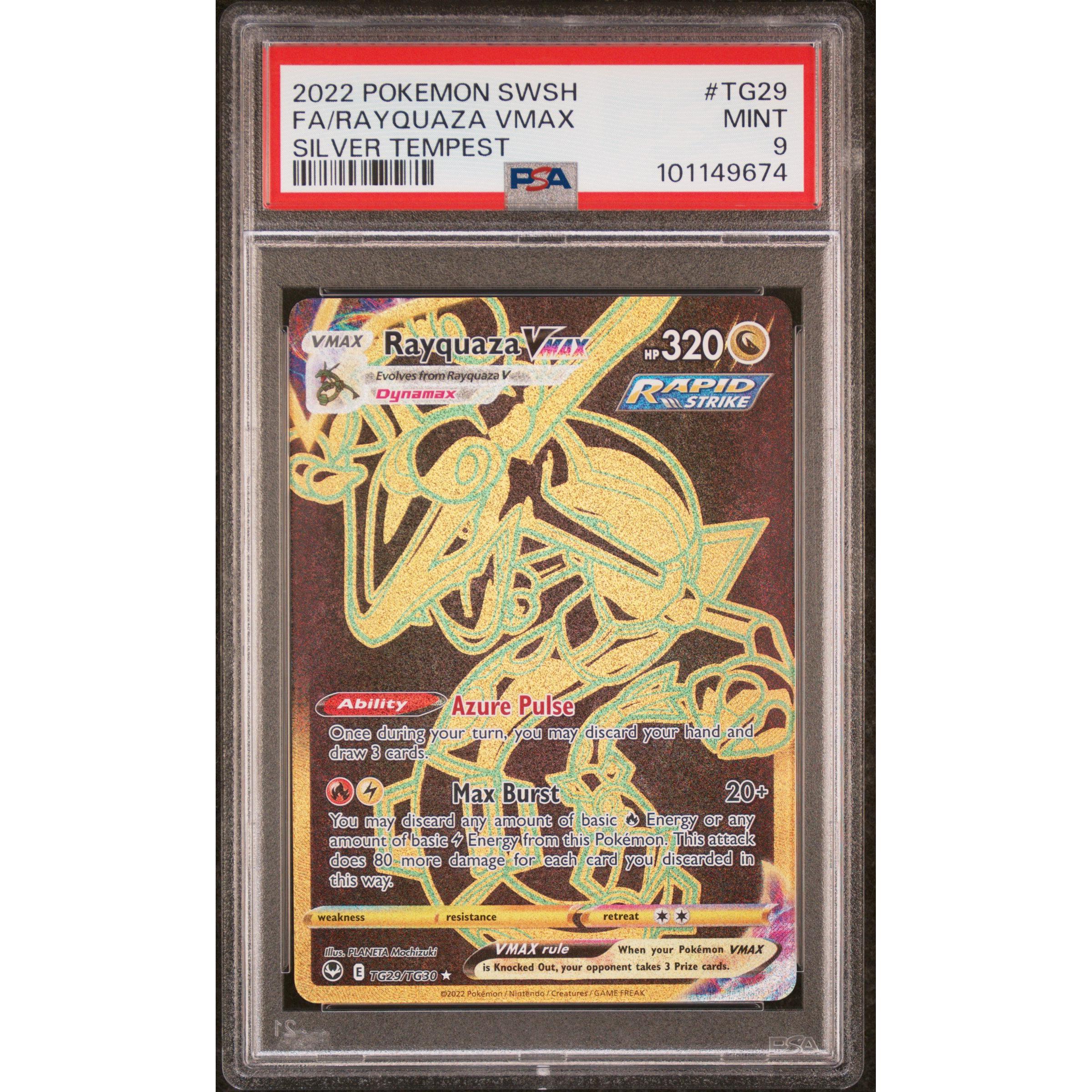 2022 Pokemon Silver Tempest Rayquaza VMAX TG29/TG30 PSA 9 Graded Card - Rare Collectible for Trading Card Game (TCG) Players & Pokemon Fans - Perfect for Display, Gaming & Investment