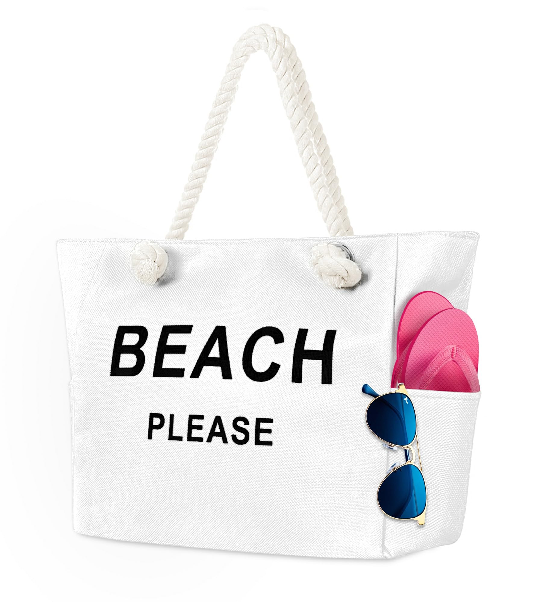 Large Zippered Canvas Beach Tote Bag for Women - Waterproof Travel, Gym, Shopping & Cruise Essentials - Perfect for Beach Holidays, Pool Days & Weekend Getaways