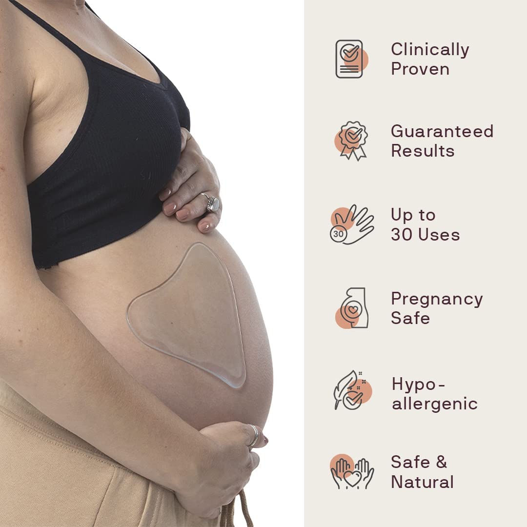 Dermaclara Large Body Patch for Pregnancy Stretch Marks - Silicone Gel Sheets for C-Section Scar Cover & Belly Scar Removal, Reusable Maternity Skincare (2 Patches + Cleanser) - Perfect for Postpartum Recovery & Smooth Skin Care
