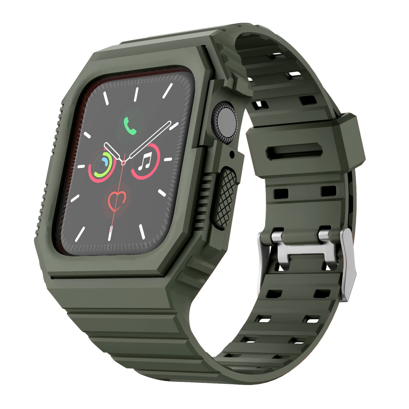 Premium Apple Watch Bands Compatible with 38mm 40mm 42mm 44mm - Durable TPU Sport Strap with Rugged Bumper Case for Series 1/2/3/4/5/6/7/SE - Perfect for Workouts, Running & Outdoor Activities (Men & Women)