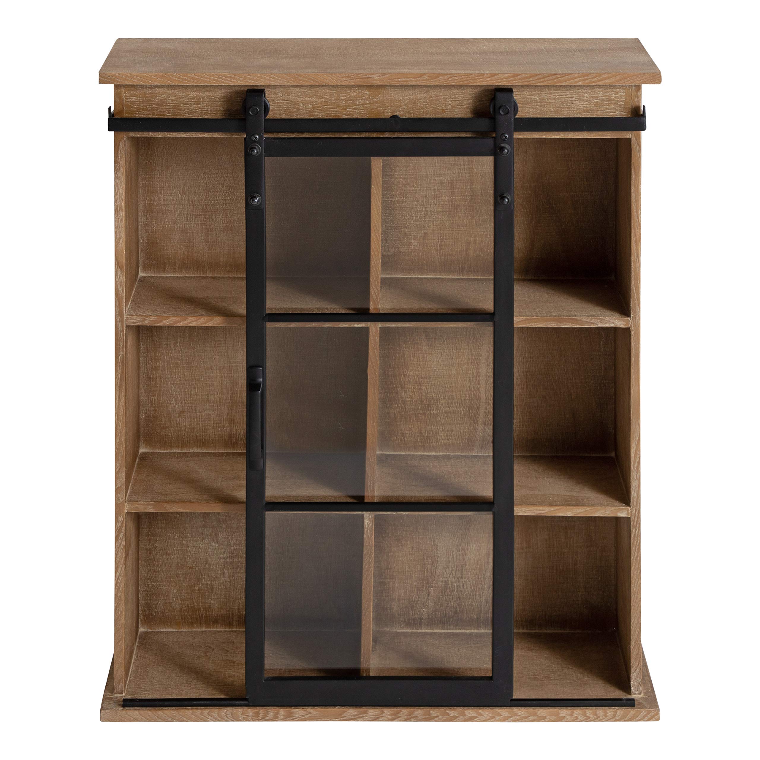 Kate & Laurel Barnhardt Rustic Brown Wooden Wall Cabinet with Sliding Glass Door - 22