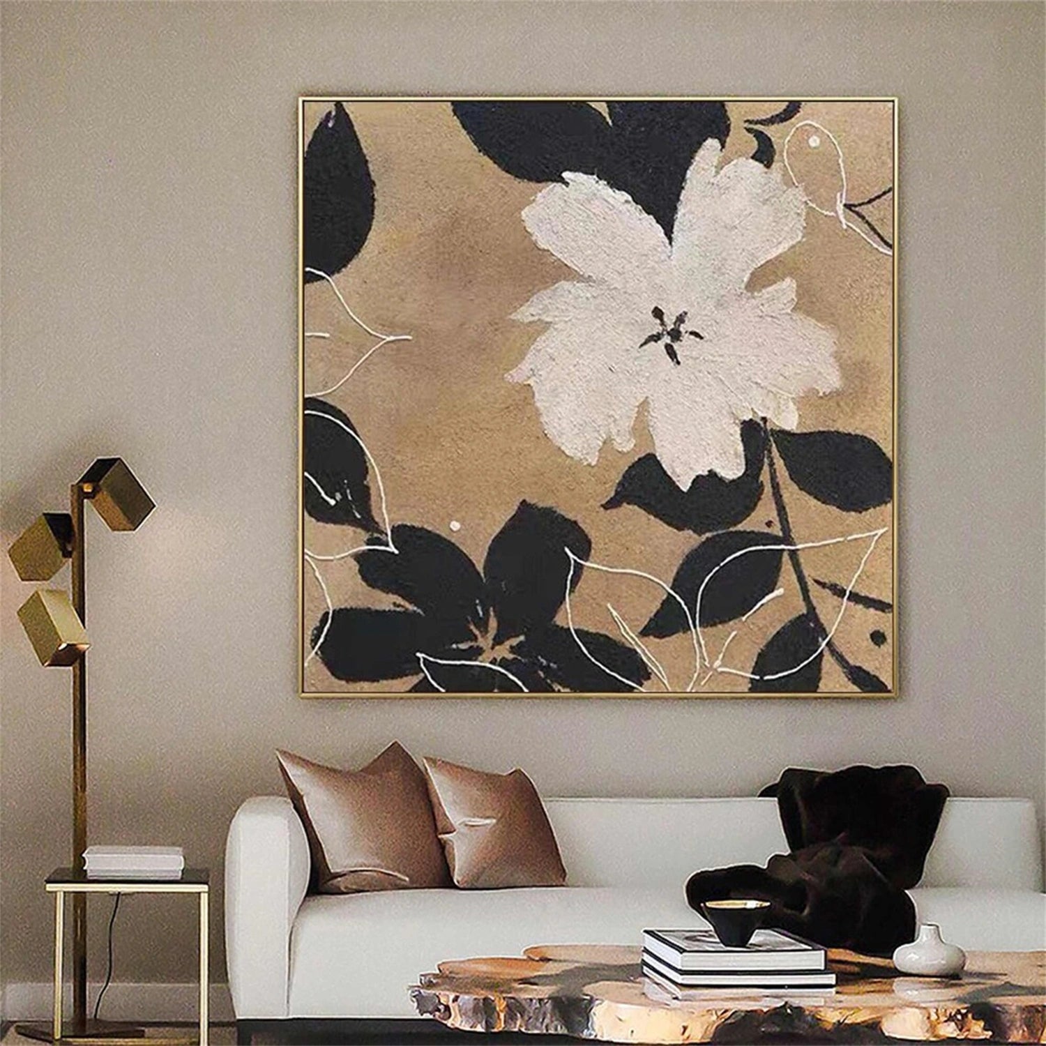 Flower and Tree Painting #FT158 - Handmade Canvas Wall Art for Home & Office Decor - Perfect for Living Room, Bedroom, or Gift