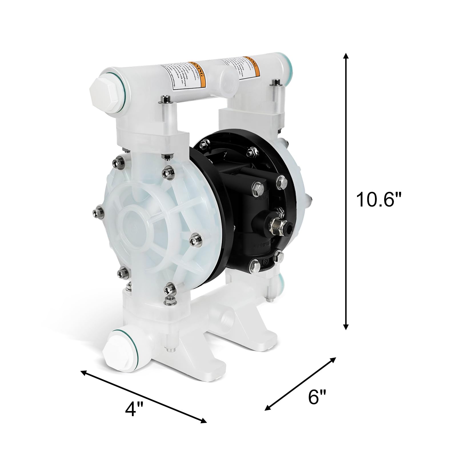 12 GPM Air Operated Double Diaphragm Pump - 1/2 Inch Inlet/Outlet Pneumatic Waste Oil Transfer Pump for Chemical, Fuel & Industrial Use - Ideal for Waste Oil Removal, Chemical Transfer & Industrial Applications