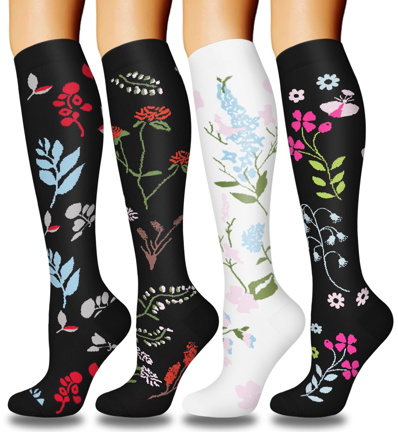 Aoliks 4 Pairs Copper Compression Socks for Women & Men 15-20 mmHg - Best Support for Nurses, Running, Hiking - Improve Circulation & Reduce Swelling for Workouts, Travel & Daily Wear