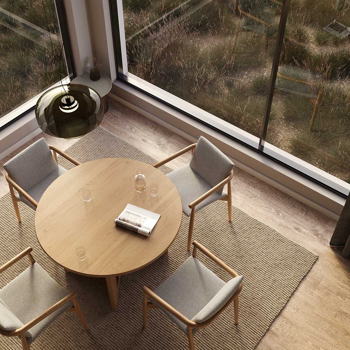 Fletcher Round Dining Table - Modern Wooden Kitchen Table for 4-6 People | Perfect for Small Spaces, Breakfast Nook & Cozy Family Meals