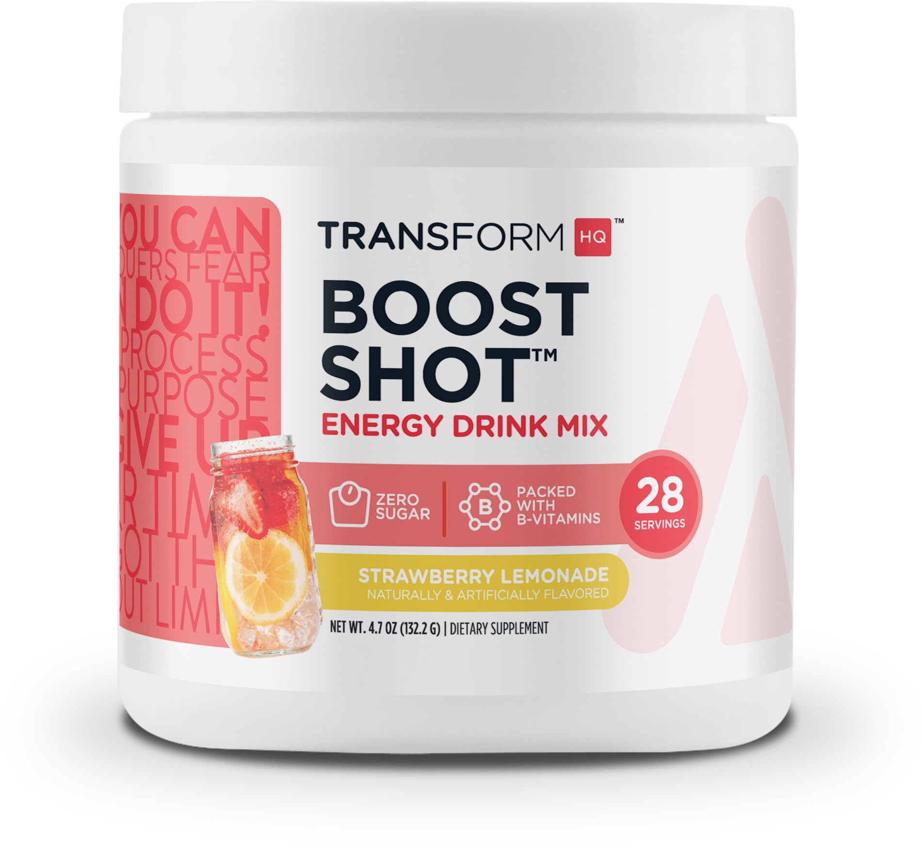 TransformHQ Everyday Boost Shot - 28 Servings Strawberry Lemonade Flavor | Non-GMO, Gluten-Free Energy Supplement | Perfect for Workout Recovery & Morning Energy Boost