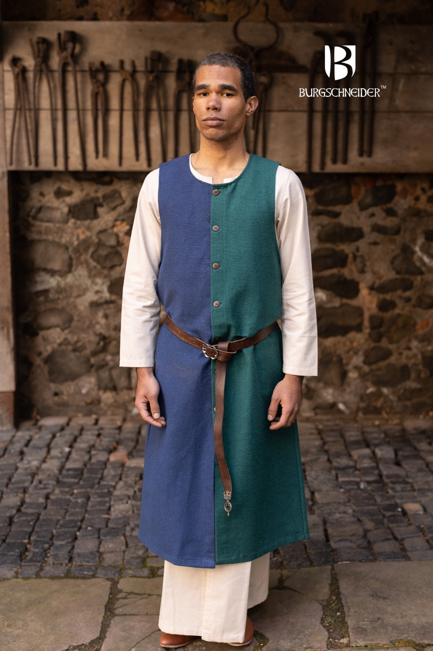 Left Side Tabard Auderic Green - Medieval Renaissance Costume Accessory for LARP, Cosplay & Historical Reenactment