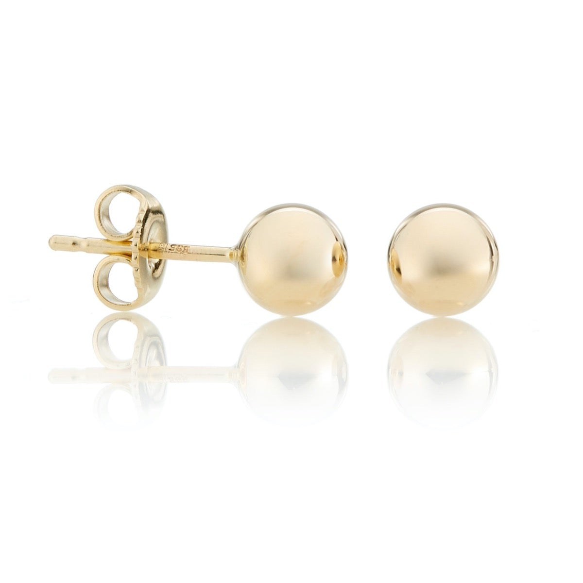 6mm Gold Ball Earrings for Women - 14K Solid Gold Stud Earrings - Minimalist Tiny Hoop Earrings for Everyday Wear, Gift, Party & Wedding