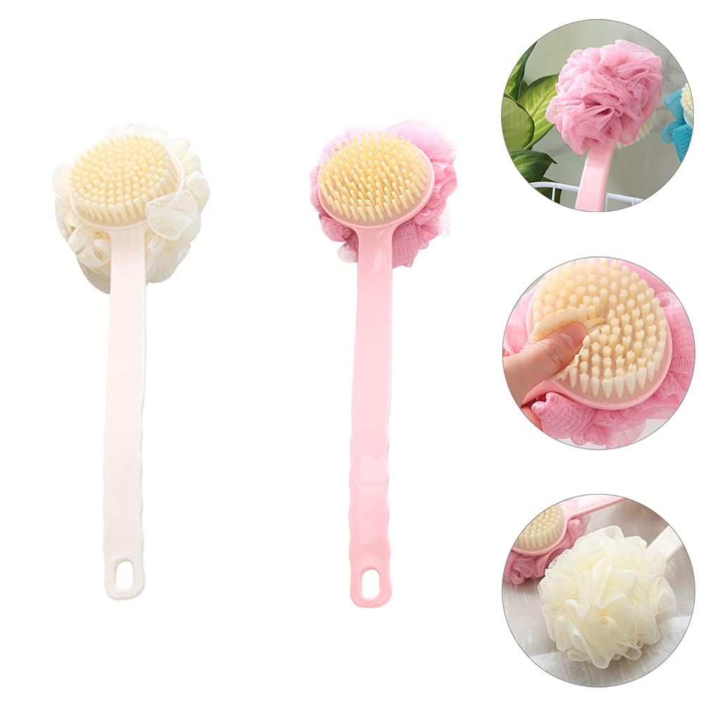 Healifty 2-Pack Long Handle Back Scrubber Brush - Exfoliating Bath & Shower Brush with Soft Bristles for Deep Cleaning, Foot Scrubber & Body Wash Sponge - Perfect for Wet or Dry Skin Exfoliation in Bathroom, Spa & Home Use