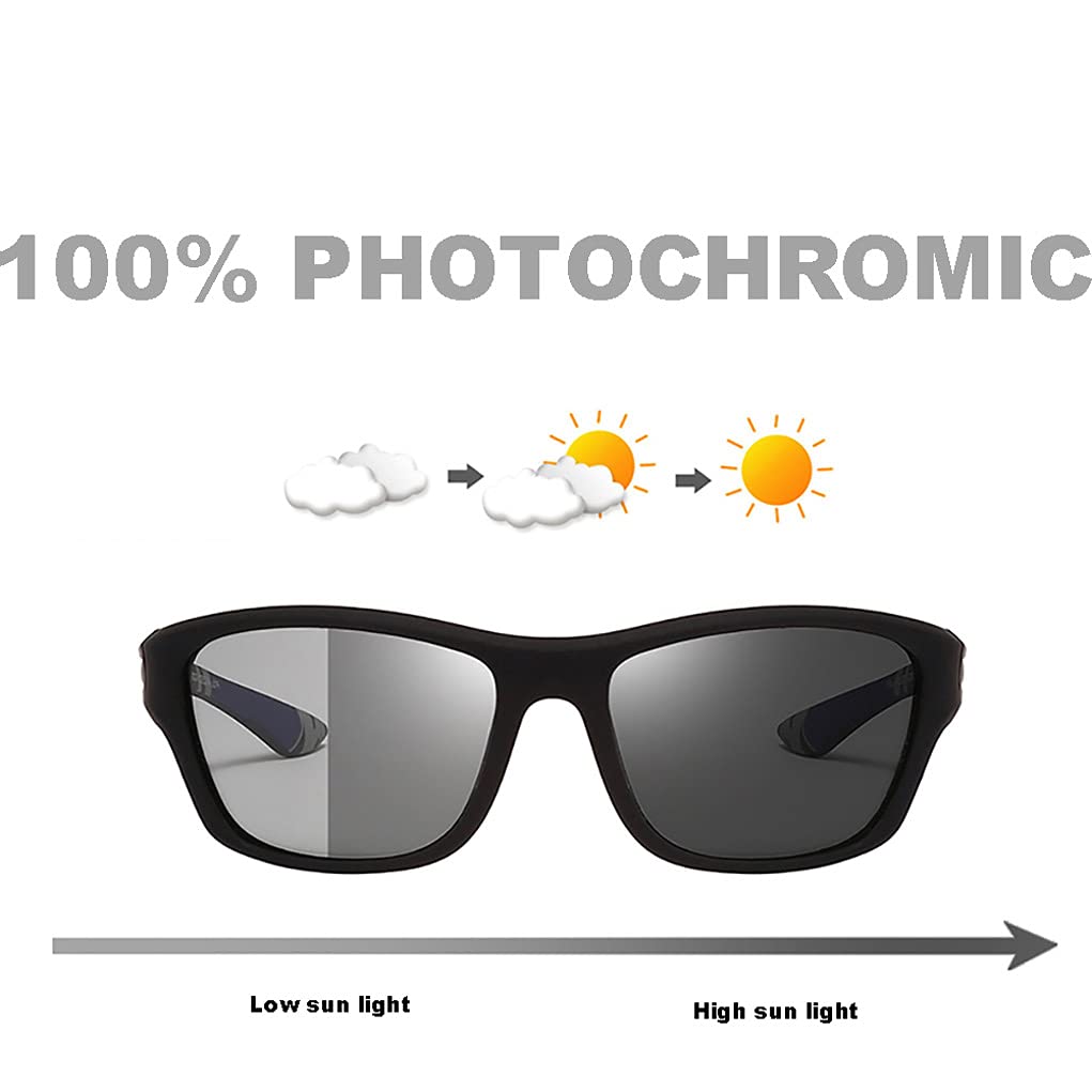 Photochromic Polarized Fishing Sunglasses for Men & Women - UV400 Protection, Anti-Glare for Cycling, Driving & Outdoor Sports - Perfect for Fishing, Hiking, Running & Beach Activities