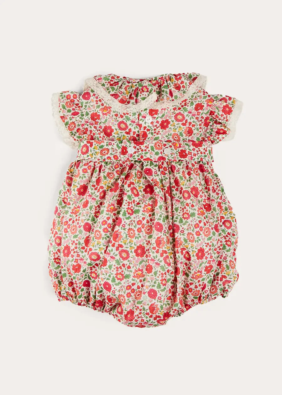 Margot Floral Romper in Red - Liberty Fabric Baby Jumpsuit (6m-2yrs) | Perfect for Spring Outfits, Photoshoots & Special Occasions