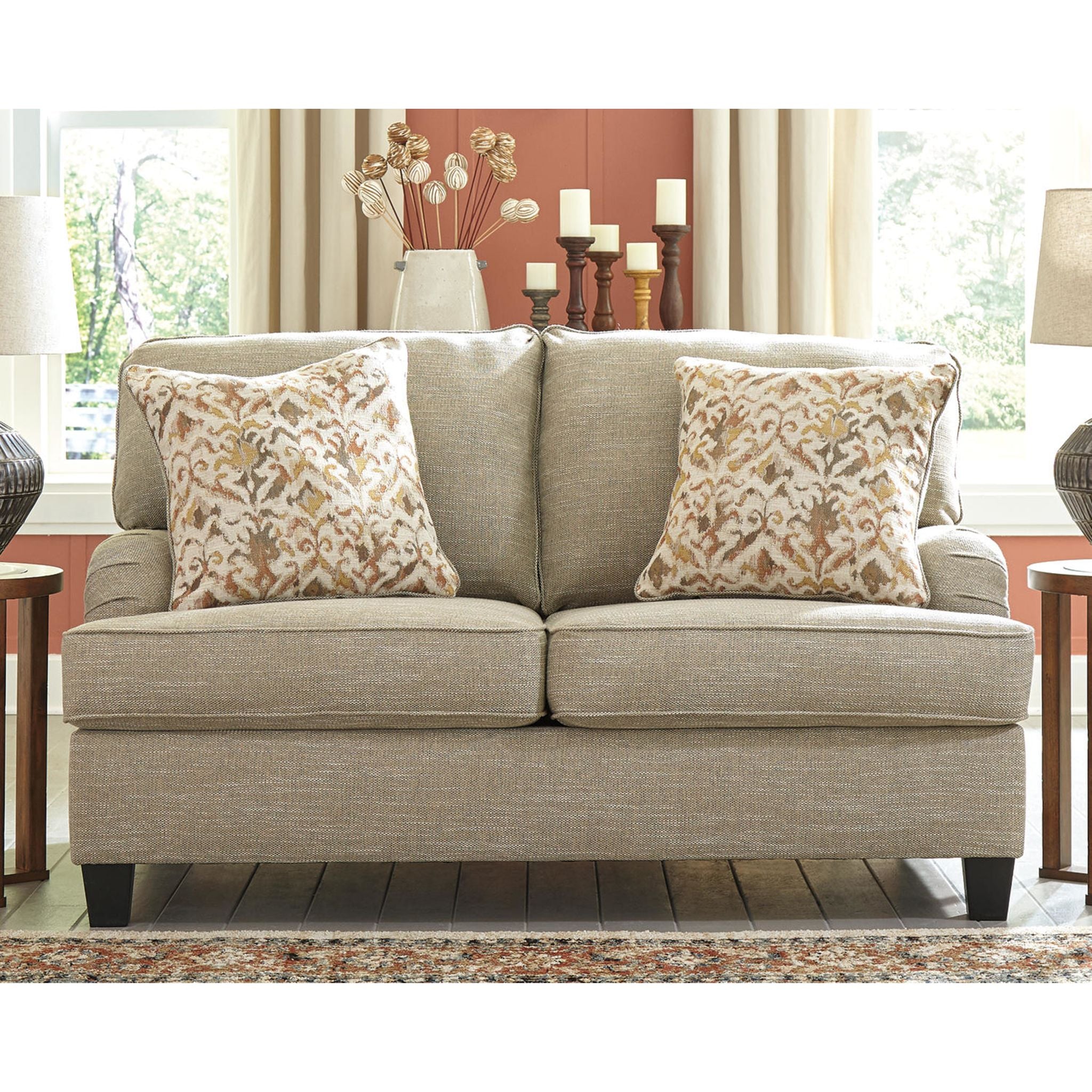 Almanza Loveseat in Wheat - Comfortable Two-Seater Sofa for Living Room, Lounge, or Office - Perfect for Small Spaces and Cozy Gatherings