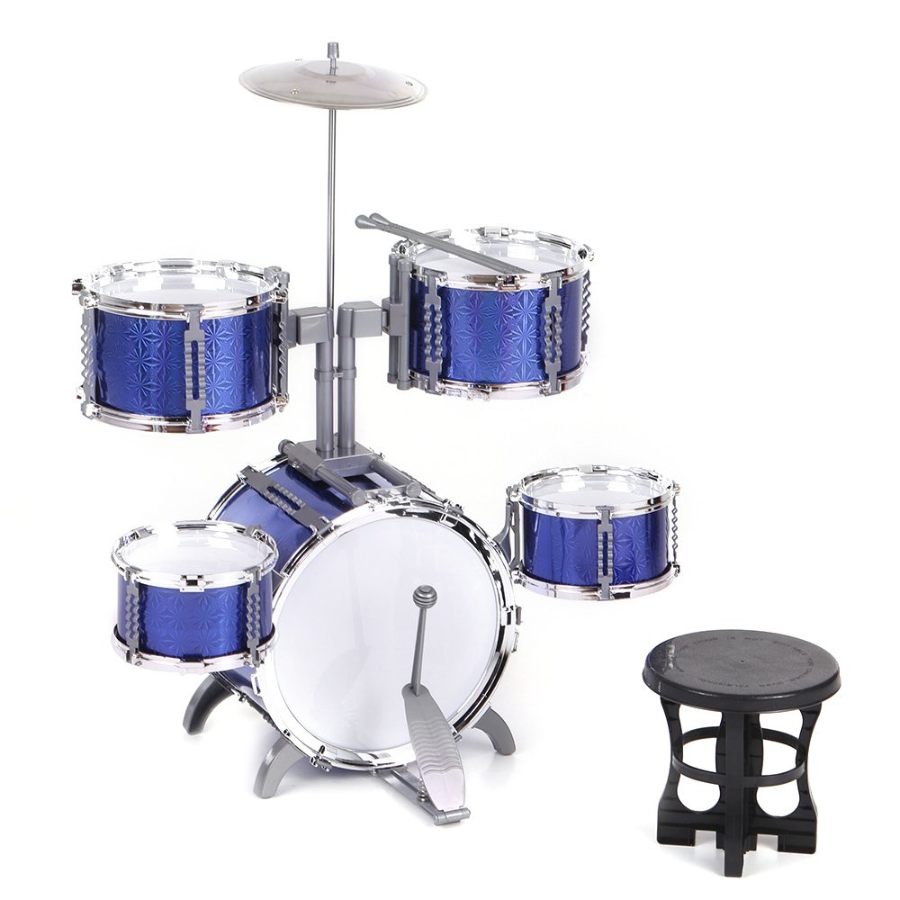 MOWEO Compact Kids Drum Set - 5 Piece Children's Musical Toy with Cymbal, Stool & Drumsticks for Boys & Girls - Perfect for Home Play, Birthday Gifts & Early Music Education