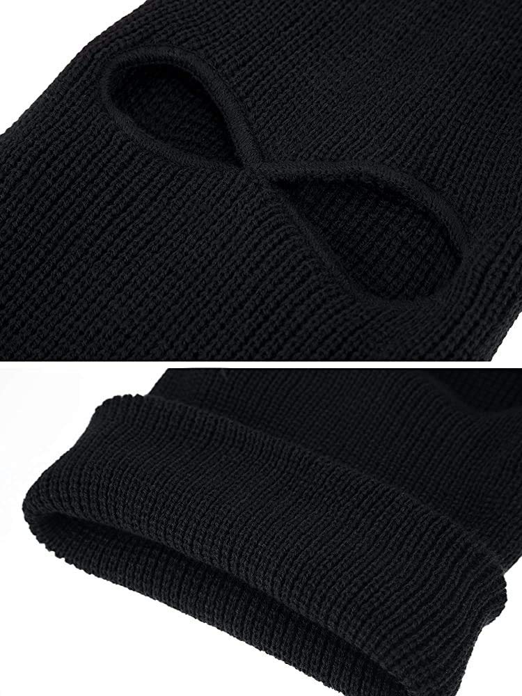 6-Piece 3-Hole Full Face Cover Ski Mask - Warm Knit Balaclava for Winter Sports, Snowboarding, Motorcycling & Outdoor Activities