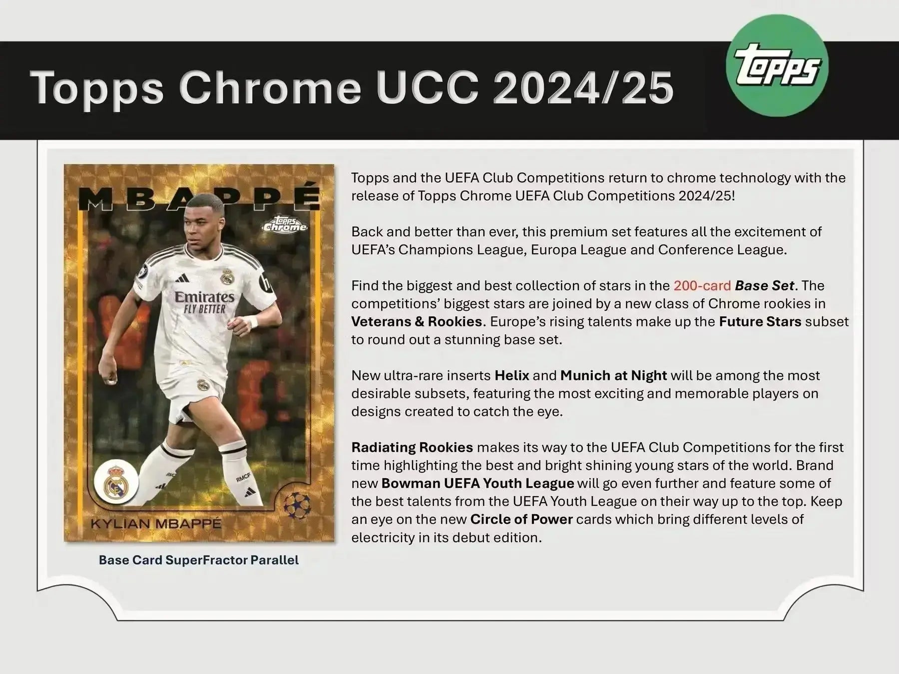 2024-25 Topps Chrome UEFA Club Competitions Soccer Hobby Pack - Single Pack | Collectible Soccer Trading Cards for Fans & Collectors | Perfect for Gifts, Tournaments, and Card Shows